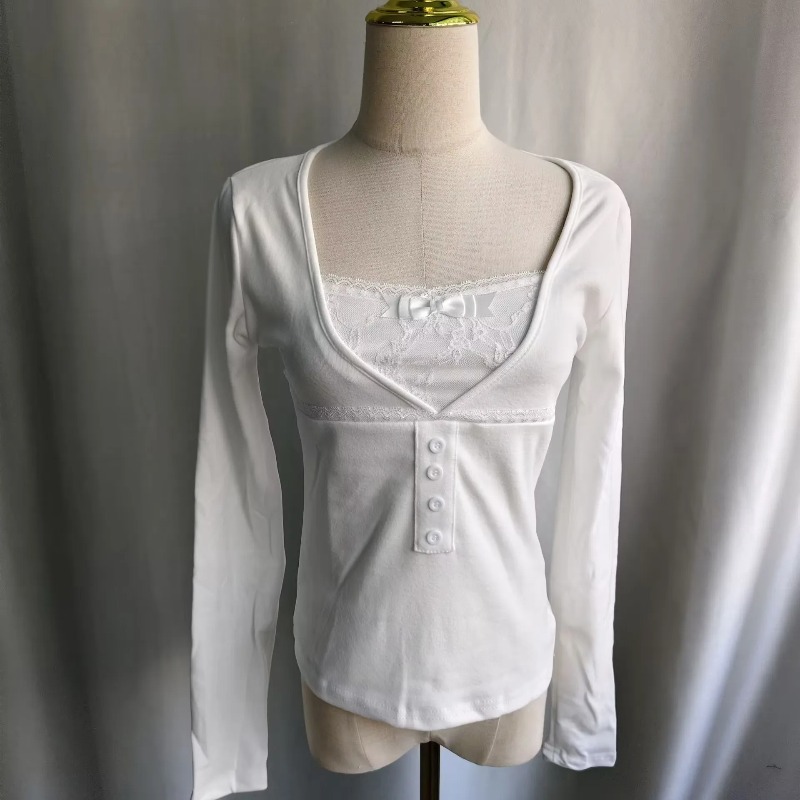 Ezgaga T Shirts Women Lace Pat - Crop Top Women 评论和价格