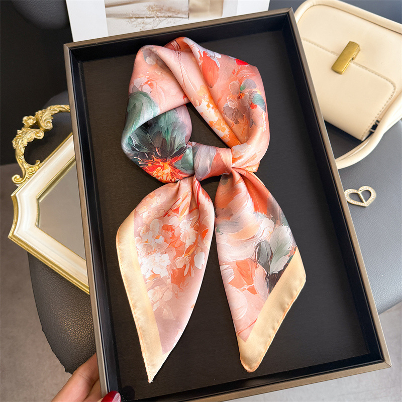 2026 New Floral Print Silk Squ - Women Fashion Necktie 评论和价格