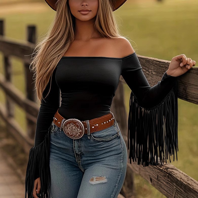 Women Clothes Blouse Fringe De - Crop Top Women 评论和价格
