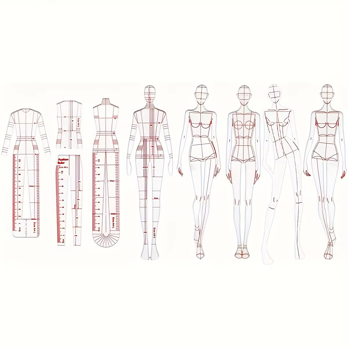 1 Set Women Fashion Drawing Ru - Women Fashion Figure Template 评论和价格