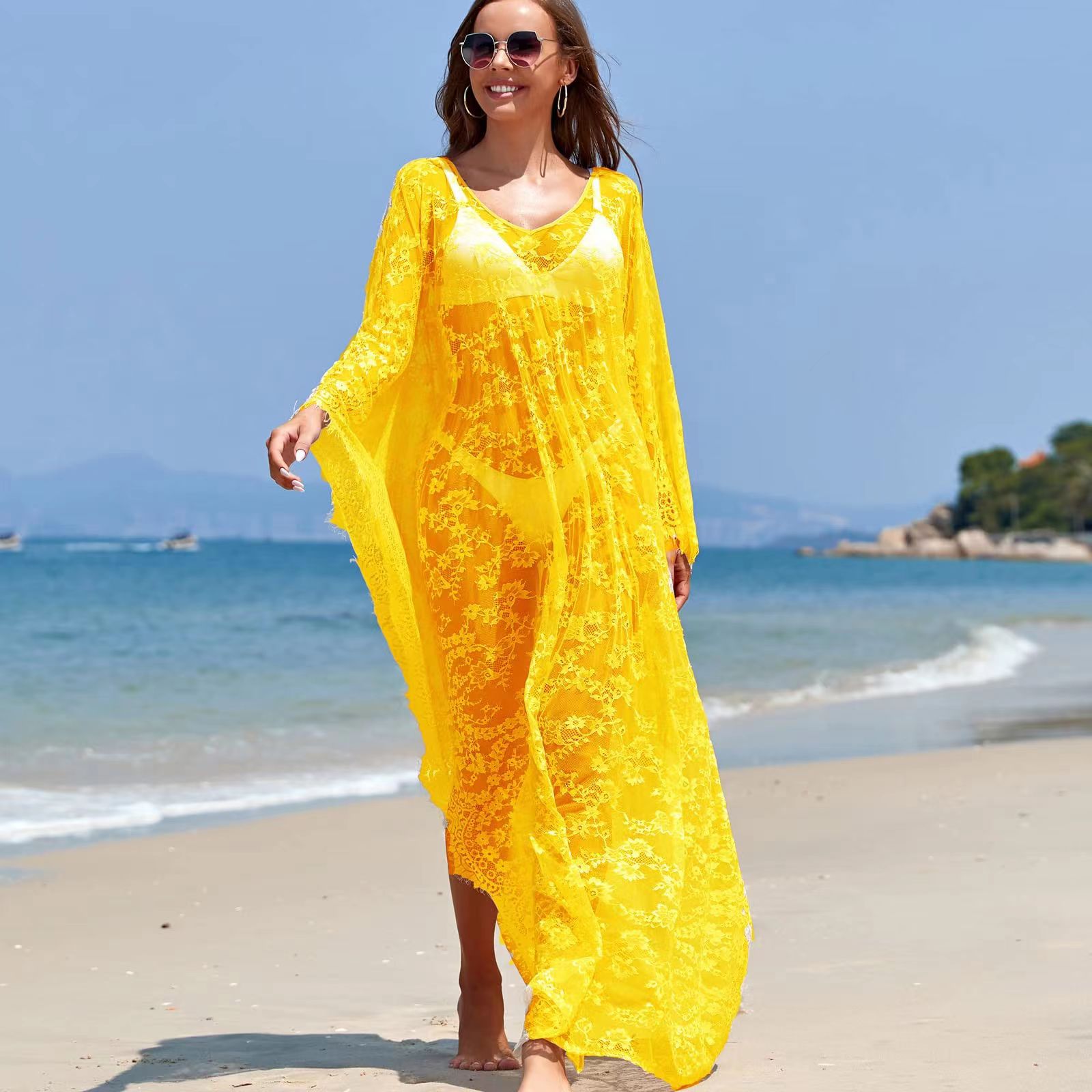 Women's Loose Lace Long Dress, - Women Fashion Photoshoot 评论和价格