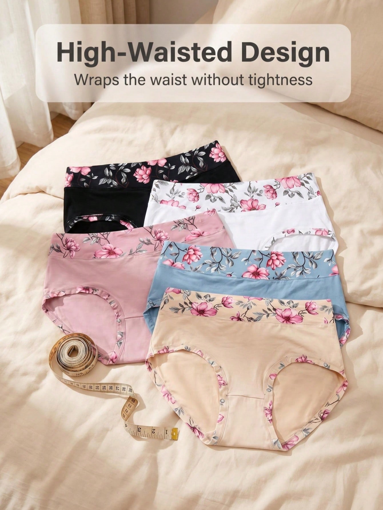 5PCS Plus Size Women's Flower  - Women'S Fashion Underwear 评论和价格