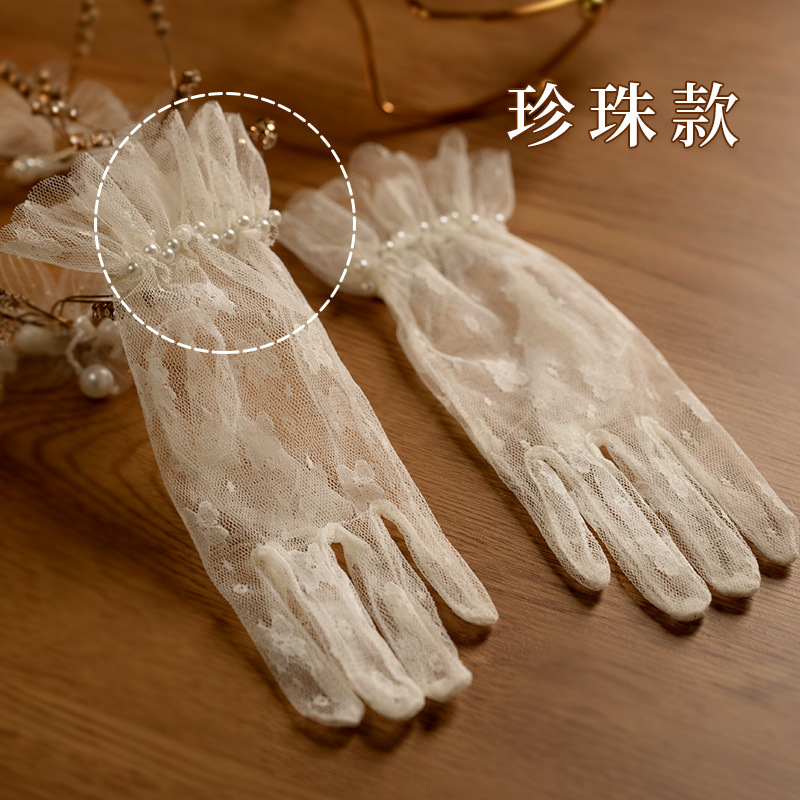 Gloves Vintage Lace Bow Short  - Women Fashion Photoshoot 评论和价格
