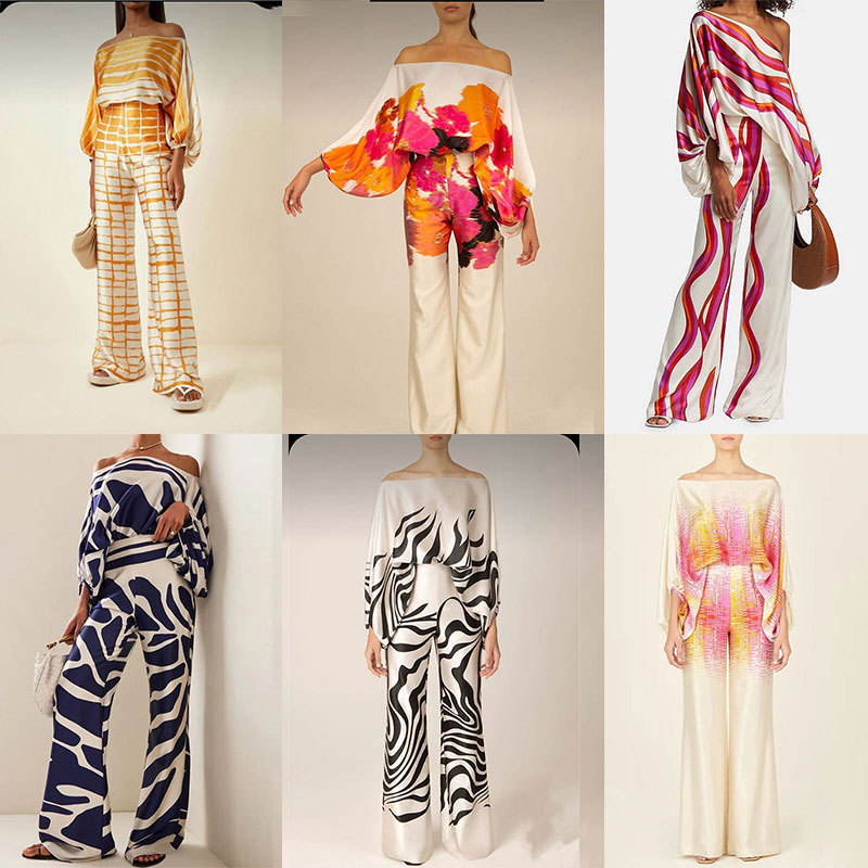 Women Satin Print Pajamas Suit - Women'S Fashion Pajamas 评论和价格