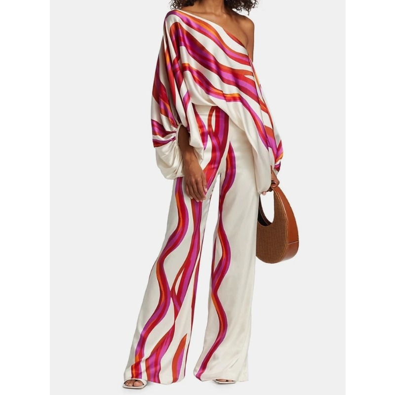 Women Satin Print Pajamas Suit - Women'S Fashion Pajamas 评论和价格