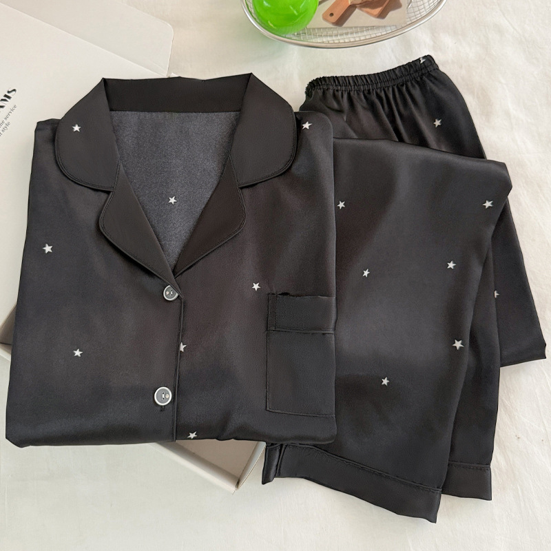 Fashionable Simple Star Black  - Women'S Fashion Pajamas 评论和价格