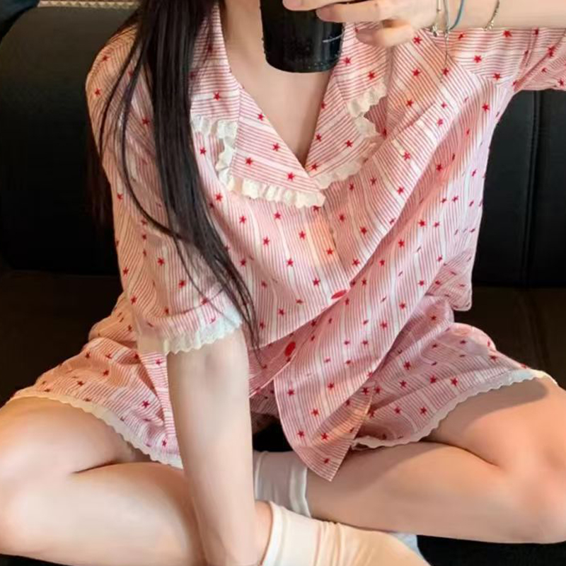 Y2K Fashion Pink Striped Star  - Women'S Fashion Pajamas 评论和价格
