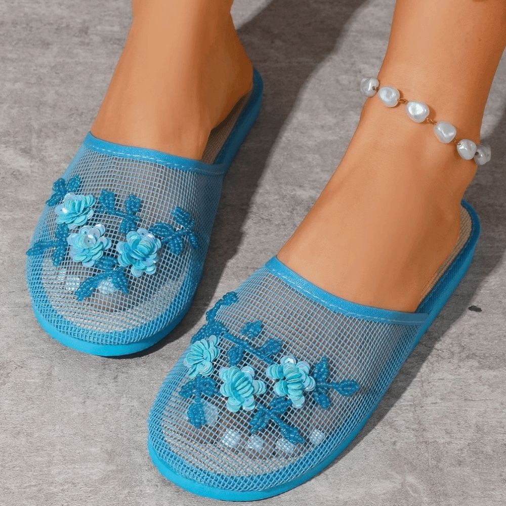 Fashion Flower Embroidery Mesh - Women'S Fashion Sandals 评论和价格